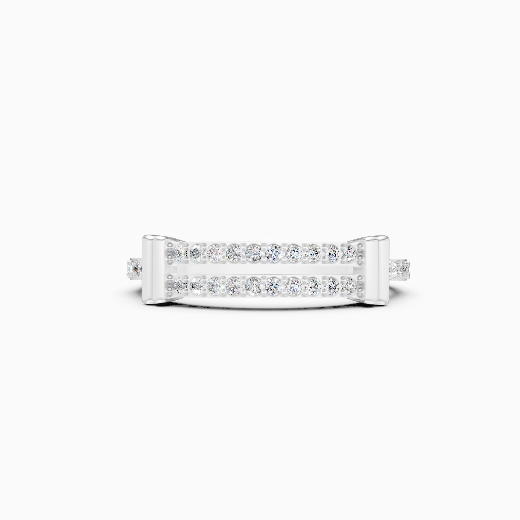 Double Row Bar Round-Cut Lab Diamond Ring